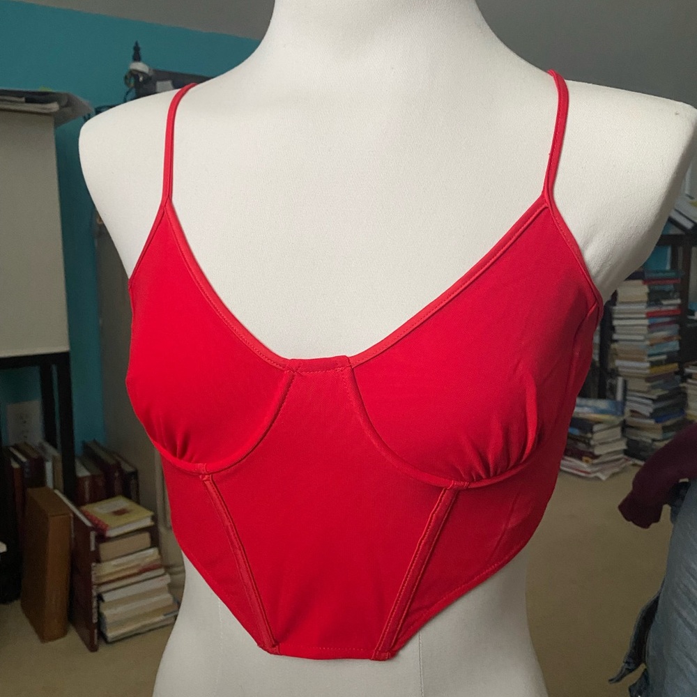 Red Bustier Corset Style Top